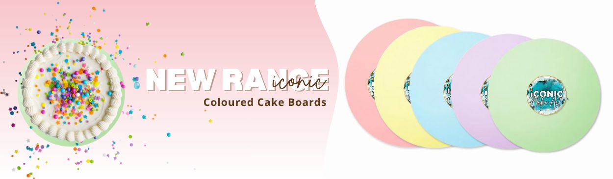 NEW RANGE ICONIC COLOURED CAKE BOARDS