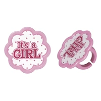 Its A Girl Cupcake Rings - Baby Shower Cupcake Decorative Rings - 10Pieces