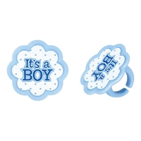 Its A Boy Cupcake Rings - Baby Shower Cupcake Decorative Rings - 10Pieces