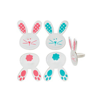 Bunny Heads Or Tails Cupcake Rings - 6 Pieces