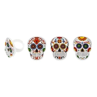 Sugar Skulls Cupcake Rings - 6Pce