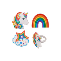 Rainbow Unicorn Assortment Cupcake Rings - 6 Piece