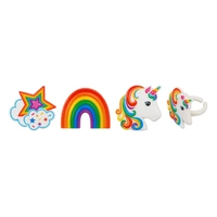 Rainbow Unicorn Assortment Cupcake Rings - 6 Piece