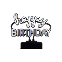 Happy Birthday Neon Sign Cupcake Picks - (6Pcs)
