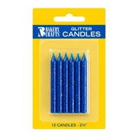 Blue Glitter Smooth And Spiral Candles Bakery Crafts 