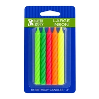 Large Neon Smooth And Spiral Candles Bakery Crafts 