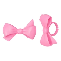 Pink Bow Cupcake Rings - 6Piece