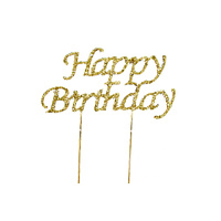 Gold Happy Birthday Pick - Cake Topper - DIAMANTE
