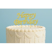 Gold Happy Birthday Pick - Cake Topper - DIAMANTE