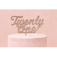 Twenty One - Acrylic Birthday Cake Topper - Rose Gold Mirror 