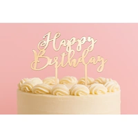 Happy Birthday - Acrylic Cake Topper - Rose Gold Mirror