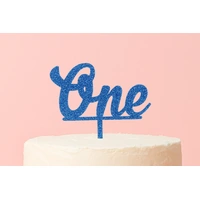 Blue Glitter One - Acrylic Birthday Cake Topper 