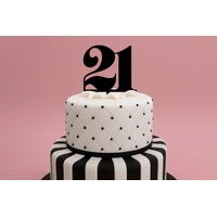 21 Number Acrylic Black Cake Topper-Anniversary/Birthday