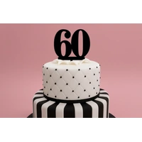 60 Number Acrylic Black Cake Topper - Anniversary Birthday 