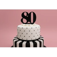80 Number Acrylic Black Cake Topper - Anniversary Birthday 