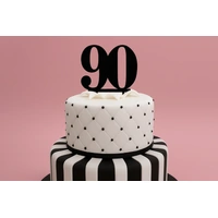 90 Number Acrylic Black Cake Topper - Anniversary Birthday 