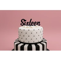 Sixteen - Acrylic Birthday Cake Topper - Black