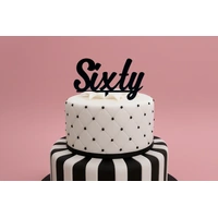 Sixty - Acrylic Birthday Cake Topper - Black 