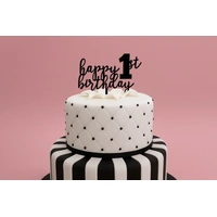 Happy 1St Birthday - Acrylic Cake Topper - Black 