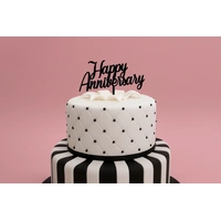 Happy Anniversary - Acrylic Cake Topper - Black