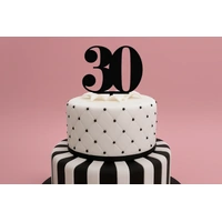 30 Number Acrylic Black Cake Topper - Anniversary Birthday 