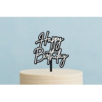 Happy Birthday Black N White - Acrylic Cake Toppers Iconic Cake Art