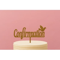 Confirmation - Acrylic Cake Topper - Gold Glitter 