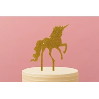 Unicorn Silhouette - Acrylic Cake Topper - Gold Glitter