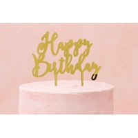 Happy Birthday - Gold Mirror Acrylic Cake Topper