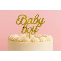 Baby Boy - Acrylic Cake Topper - Gold Mirror