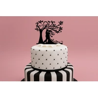 Couple Tree 2 - Acrylic Wedding Engagement Cake Topper - Black 