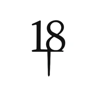 Mini Number 18 - Black Acrylic Cake Topper - Cupcake Pick