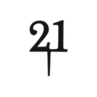 Mini Number 21 - Black Acrylic Cake Topper - Cupcake Pick