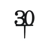 Mini Number 30 - Black Acrylic Cake Topper - Cupcake Pick