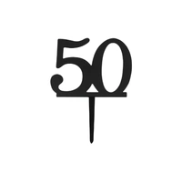 Mini Number 50 - Black Acrylic Cake Topper - Cupcake Pick