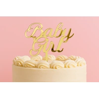 Baby Girl - Acrylic Cake Topper - Gold Mirror