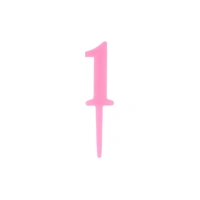 Mini Number 1 - Pink Glitter Acrylic Cake Topper - Cupcake Pick