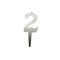 Number:2 (Two) Silver Mirror Cake Topper - 8cm Monogram