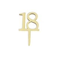 Mini Number 18 - Wood Look Acrylic Cake Topper - Cupcake Pick