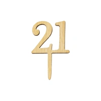 Mini Number 21 - Wood Look Acrylic Cake Topper - Cupcake Pick