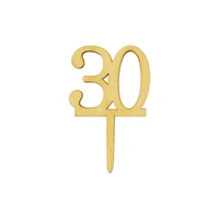 Mini Number 30 - Wood Look Acrylic Cake Topper - Cupcake Pick