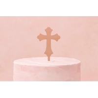 Cross - Acrylic Cake Topper - Rose Gold