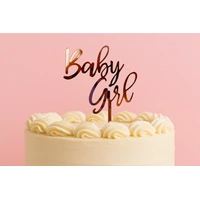 Baby Girl - Acrylic Cake Topper - Rose Gold Mirror