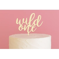 Wild One - Acrylic Birthday Cake Topper - Wood Look