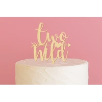 Two Wild - Acrylic Birthday Cake Topper - Wood Look 