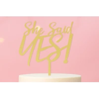 She Said Yes! - Acrylic Engagement Cake Topper - Wood Look 