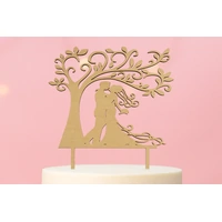 Love Tree Wood Look Acrylic Engagement/Wedding Cake Topper