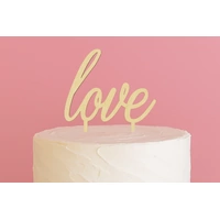 Love Script Wood Look Acrylic Engagement/Wedding Cake Topper