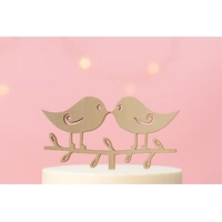 Love Birds Wood Look Acrylic Engagement/Wedding Cake Topper
