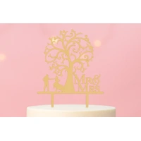Mr And Mrs Tree Wood Look Acrylic Engagement Wedding Cake Topper 